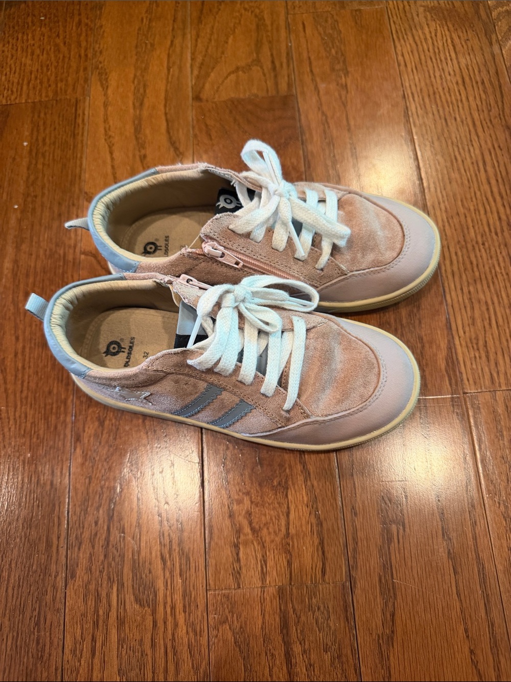 Old Soles Kids Pink Suede and White Lace-Up Sneakers